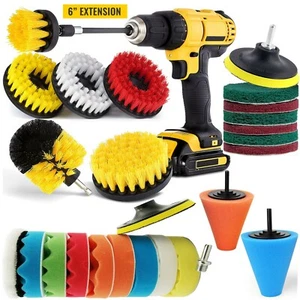 Car Detailing Drill Brush Tools Kit Vehicle Auto Engine Wheel Boat Wash Cleaning - Picture 1 of 17