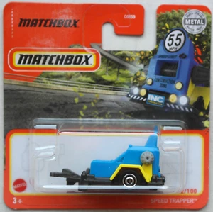 Matchbox Speed Trapper Anhänger Radarfalle blau/gelb/schwarz Neu/OVP Mattel MBX - Bild 1 von 5