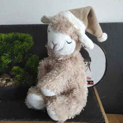 Peluche doudou Lama Beige Blanc Bonnet Nuit Endormis Sommeil Casa International - Photo 1/2