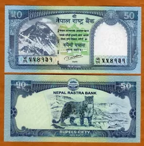 Nepal, 50 Rupees, 2019 P-79-New UNC Snow Leopard, New date and Signature - Picture 1 of 1