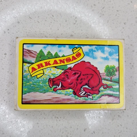 Vintage Arkansas Razorbacks 1995 Souvenir Playing Cards - Open Box Cover