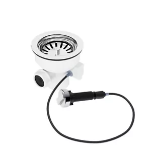 Excenter Ablaufgarnitur Ø114mm Korbventil Bowdenzug Anschluss Überlauf Spülen - Bild 1 von 8