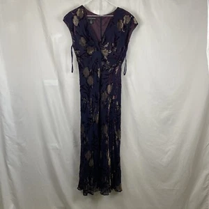 VTG Y2K Whimsygoth 10 Sheer Burn Out Velvet Grunge Fairy Midi Dress Silk - Picture 1 of 5