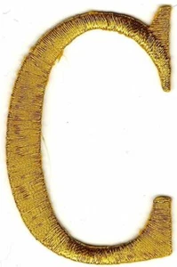 1 1/2" x 2 3/8" Metallic Gold Monogram Wire Letter C embroidery patch - Picture 1 of 1