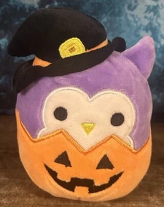 2021 Squishmallow Halloween Holly Purple Owl 5" Pumpkin Witch Hat Jack o Lantern - Picture 1 of 6
