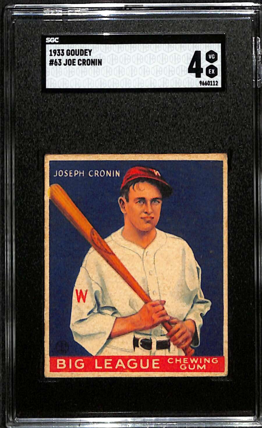 1933 Goudey #63 Joe Cronin HOF BAT SGC 4 VGEX C85592