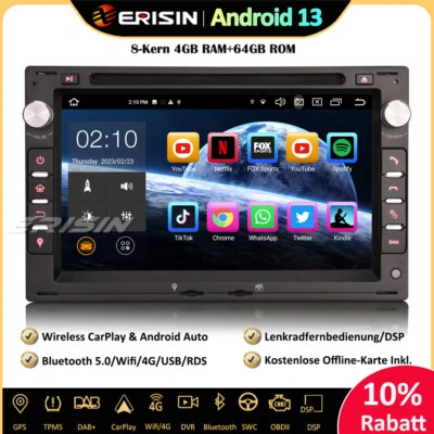64GB Android 13 Autoradio GPS für VW Golf 4 Passat T5 Polo Multivan Peugeot 307 - Bild 1 von 4