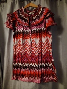 Beautiful Monsoon Blouse Top Size S Pleated Tie Fastening Cap Sleeves Party Hols - Picture 1 of 6