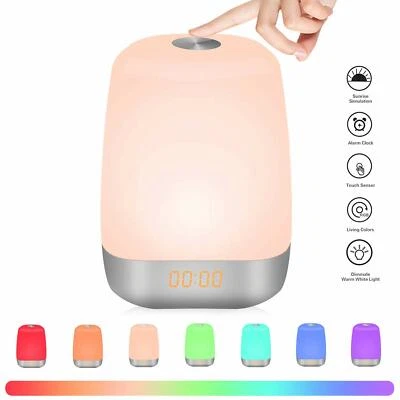 Wecklicht Farbwechsel LED Touch Control Lampe Natürliche Geräusche Wecker - Bild 1 von 4