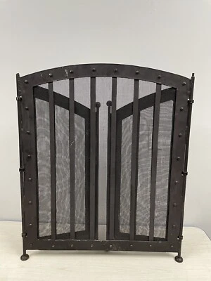Vintage Renaissance High Quality Black Iron Folding Fireplace Screen-See Descrip - Image 1 of 4