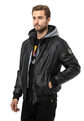 Cipo & Baxx LAVAL Herren Leder Jacke mit Kapuze CM214 Neu Reduziert von 119,00 € - Bild 1 von 4