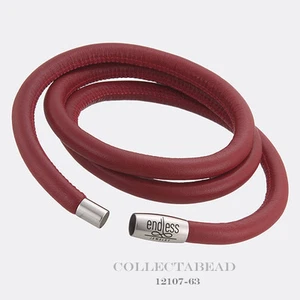 Autentico Bracciale infinito acciaio inox tripla pelle rossa 7,5" 12107-57 - Foto 1 di 1