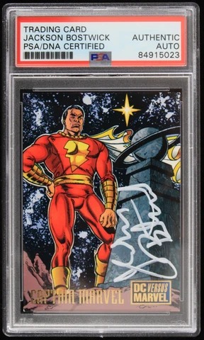 1995 Jackson Bostwick Signed Captain DC Versus Marvel Card #18 (PSA/DNA Slabbed) Cover