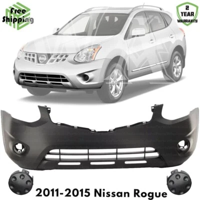 Front Bumper Cover Fascia & Fog Light Cover Kit For 2011-2015 Nissan Rogue Foto 1 de 4