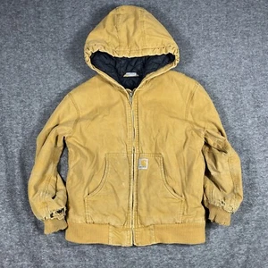 Carhartt Canvas Quilted Lined Jacket Tan Brown Youth Size Medium (10-12) - Picture 1 of 15