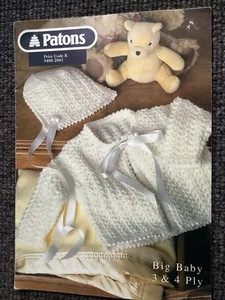 Patons Baby Knitting Pattern Book 2001 Big Baby 3 & 4 Ply Jacket Jumper Bonnet - Picture 1 of 8
