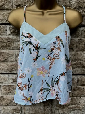 New Tag Ladies Debenhams Blue Floral Strappy Summer Cami Blouse Top UK 12 - Image 1 of 4