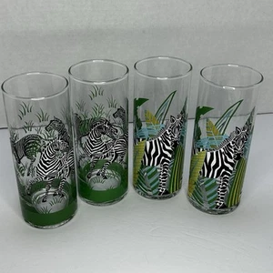 Panache Zebra set di 4 bicchieri safari africano barware 12 oz highball tropicale - Foto 1 di 13