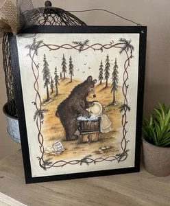 Bear cabin Kitchen rustic nature wildlife home decor wooden sign - Picture 1 of 2