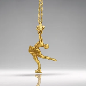 Figure Skating Necklace – Gold-Plated 925 Silver Pendant Gift for Women on Ice - Picture 1 of 14