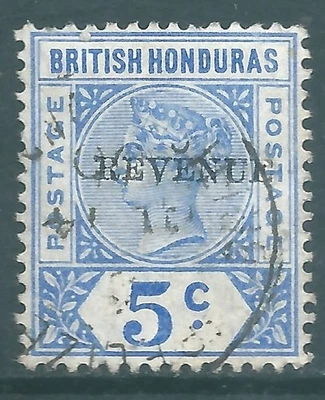 HONDURAS BRITÁNICAS 1899 Reina Victoria usado 5c sello de ingresos SG66 Foto 1 de 2