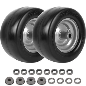 (2-Pack) 11X6.00-5 Flat Free Tire and Wheel - Universal 11X6-5 Solid Rubbe Ridin - Picture 1 of 6