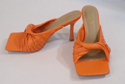 Sandalias Reese By Lemonade Cuadradas Peep Toe Gatito Tacón Naranja Talla 7 Foto 1 de 4
