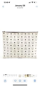 Auth MCM White Visetos X Vogue Leather Clutch Bag - Picture 1 of 7
