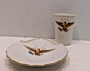 Vintage American Eagle Bath Set Cup and Soap Dish Japan - Picture 1 of 3