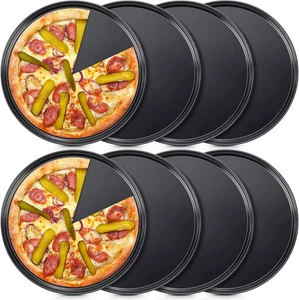 8 Stück Antihaft Backformen Pizzapfanne Rund Pfanne für Ofen Kohlenstoffstahl Ofenblech Kuchen - Bild 1 von 7