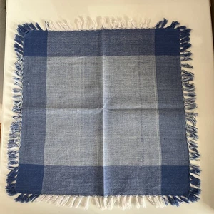 Deckchen mit Fransen Blau Karo ca.38x38cm Baumwolle - Bild 1 von 3
