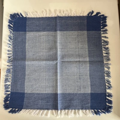Deckchen mit Fransen Blau Karo ca.38x38cm Baumwolle - Bild 1 von 3