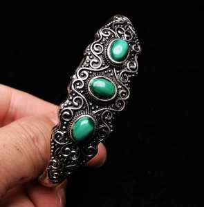 28g Genuine Natural Green Malachite Gemstone Bangle Bracelet Handmad - Picture 1 of 6