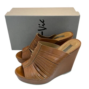 Vic Matie Brown Leather Wedge Mules Sandals EU 39 UK 6 – 4.5" Platform Heel FB1 - Picture 1 of 8