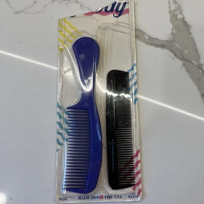 Peine irrompible Goody Family Pack 1989 de colección, 3 peines EE. UU. púrpura negro blanco Foto 1 de 3