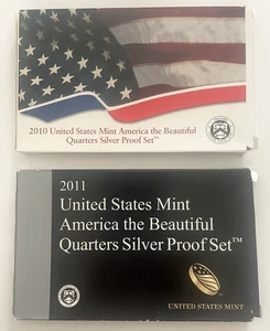 2010, 2011 US Mint ATB Quarters Silver Proof Set Lot 1.81 Troy Oz Silver - Picture 1 of 9