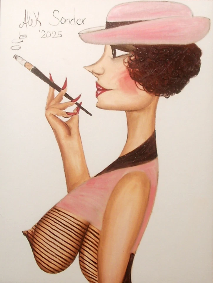 Manufaktur Alek Sander Öl naive Madame Prada Goldene 20er Jahre Babylon Berlin - Bild 1 von 1