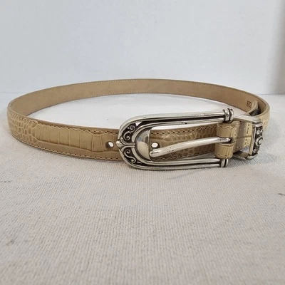 Brighton Women's Leather Cream Colored Faux Snake skin Belt Size S/28 B3128 - Image 1 of 4