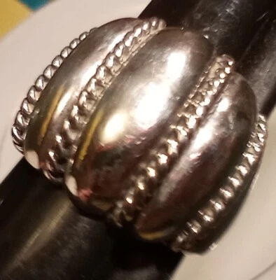 Anillo ancho Kabana plata esterlina cuerda hinchada camarones banda 925 talla 9 vintage 11 gr Foto 1 de 4