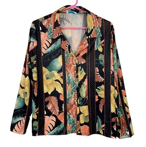 Vintage 70s Village Fair Abstract Floral Slick Button Up Shirt Bust 42" - Bild 1 von 6