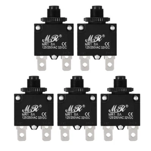 5pcs Overload Protector AC 125/250V 8A Push Button Reset Circuit Breaker - Picture 1 of 4