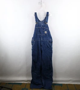 Vintage Carhartt Mens 38x32 Distressed Spell Out Wide Leg Denim Jean Overalls - Imagen 1 de 23