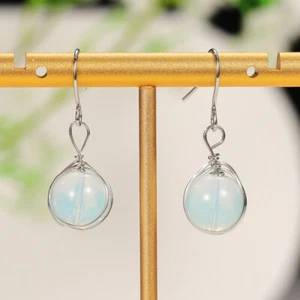 Hübscher Mondstein 925 Silber gefüllt Ohrhänger Damen Hochzeit Party Schmuck - Bild 1 von 6