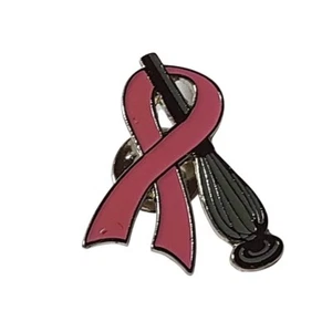 Nastro rosa battuta cottura consapevolezza cancro al seno metallo smalto spilla bavero - Foto 1 di 5