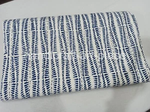 King Size Throw Block Print Indian Cotton Blue Kantha Handmade Quilt Bedspread - Picture 1 of 5