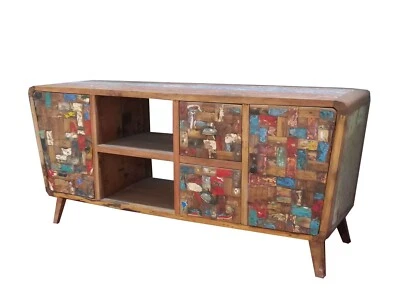 MOBILE TV INDUSTRIAL LEGNO RICICLATO CON SPORTELLI CM H73X160X45 - Immagine 1 di 4