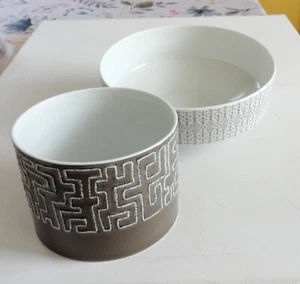 2 MCM Rosenthal Porzellan Schale Wirkkala Secunda Cuno Fischer taupe abstrakt Labyrinth - Bild 1 von 13