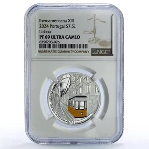 Portugal 7,5 euro Lisboa Capitals Ibero-American Color PF69 NGC silver coin 2024 - Picture 1 of 2