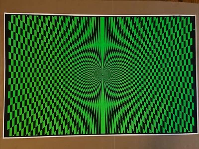Póster psicodélico cuadros luz negra geométrico abstracto trippy verde años 60 Foto 1 de 4