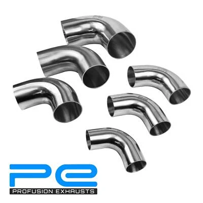 PROFUSION EXHAUSTS 90 Degree Mandrel Exhaust Bend Elbow Stainless Steel Grained Pipe 304